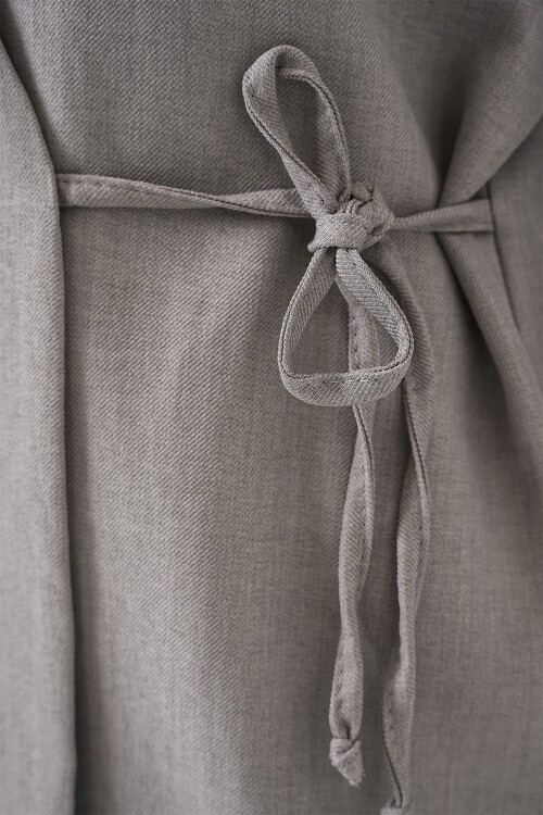 Kadın Kruvaze Yaka Kimono Alt Üst Takım 6743 - Gri