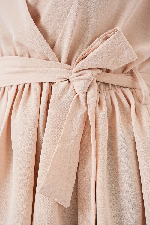 Merterium Kadın Kruvaze Yaka Kolsuz Bluz 966 - Krem