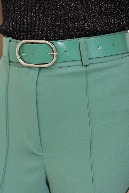 Merterium Kadın Mint Yüksek Bel Kumaş Pantolon 6584 - Mint