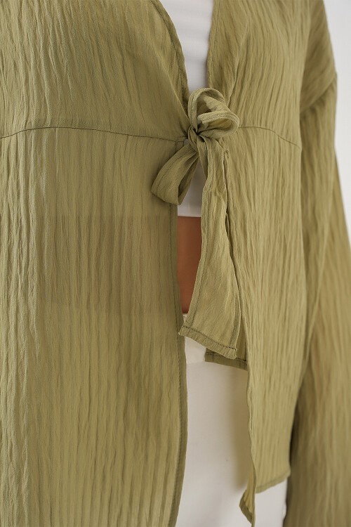 Merterium Kadın Önü Bağcıklı Bluz 952 - Çağla