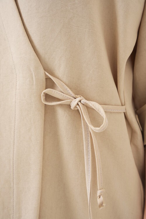 Kadın Önü Bağlamalı Alt Üst Takım 6745 - Bej