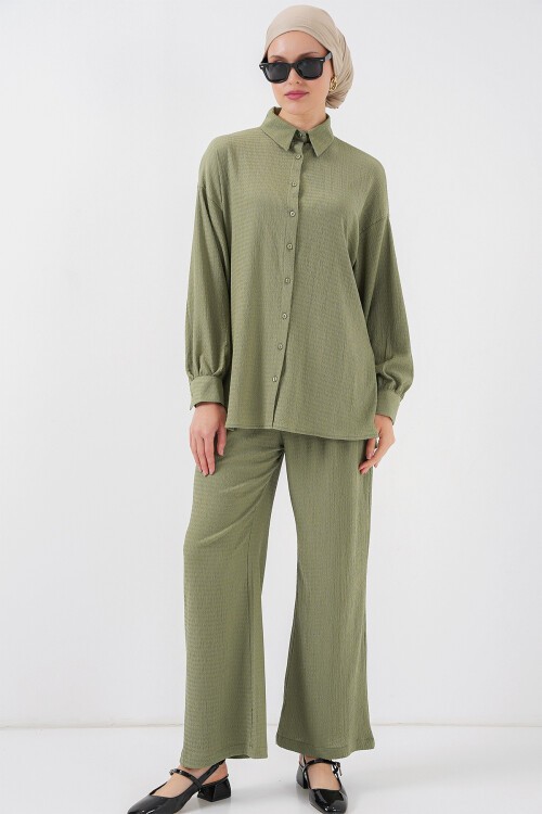 Merterium Kadın Örme Tesettür Alt Üst Takım 6711 - Çağla