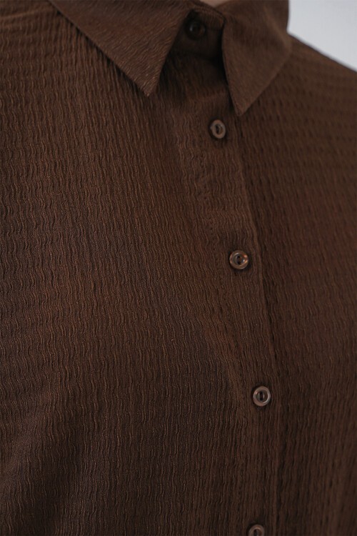 Merterium Kadın Örme Tesettür Alt Üst Takım 6711 - Kahverengi