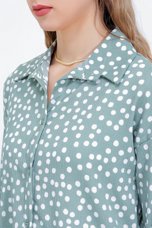 Merterium Kadın Puantiyeli Mint Ekru Örme İkili Takım 5858