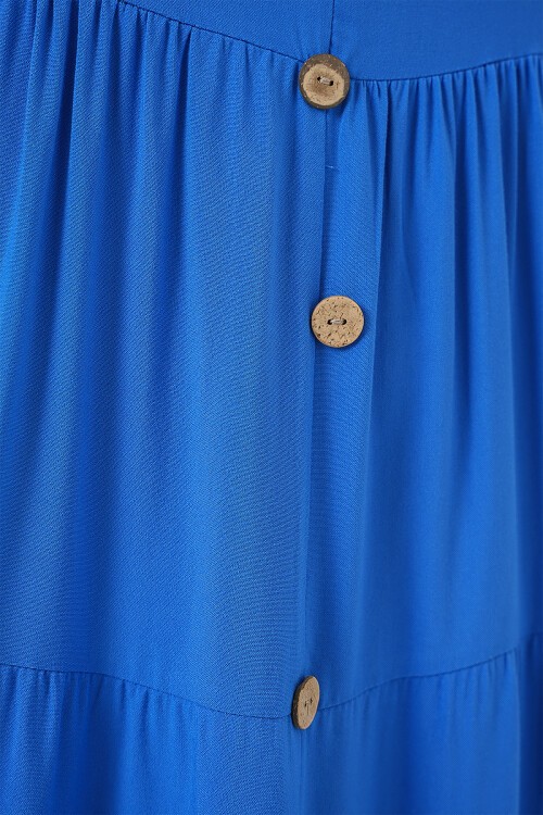 Merterium Kadın Sıfır Kol Düğmeli Kısa Elbise 2571 - Saks