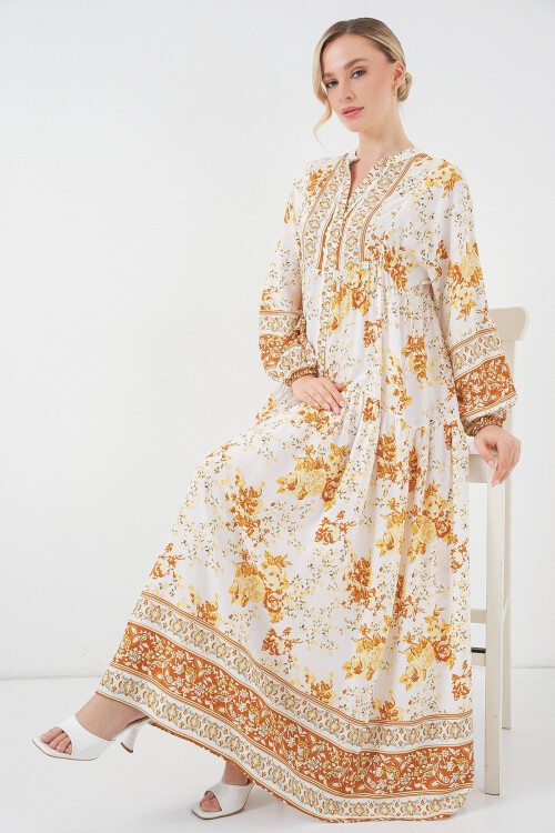 Kadın Siyah Bisküvi Viskon Tesettür Elbise 2423