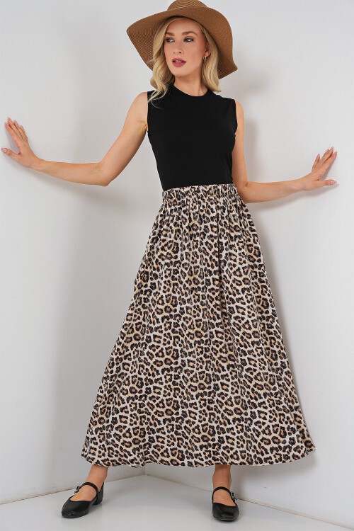 Merterium Kadın Uzun Ayrobin Etek 8050 - C. Kahverengi