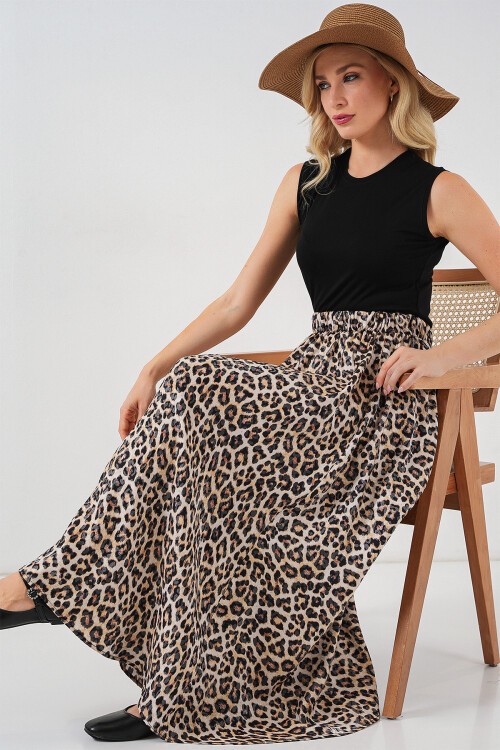 Merterium Kadın Uzun Ayrobin Etek 8050 - C. Kahverengi