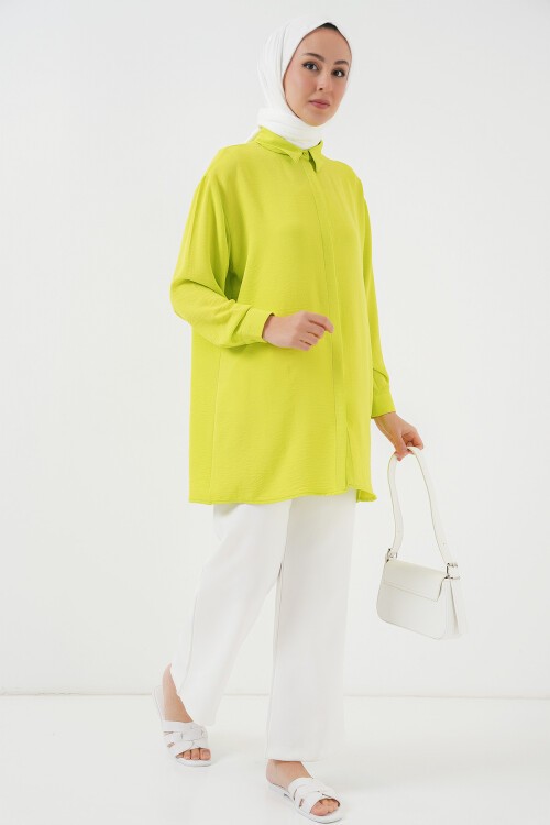 Merterium Kadın Uzun Gömlek Tunik 5945 - E.Yeşil
