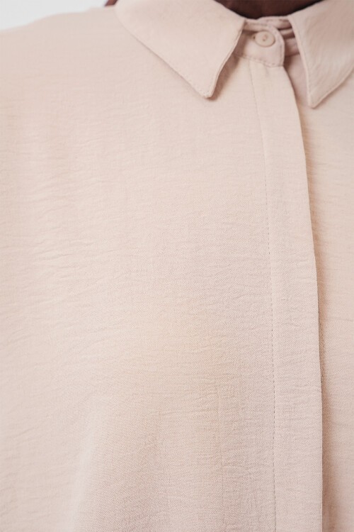 Merterium Kadın Uzun Gömlek Tunik 5945 - Krem