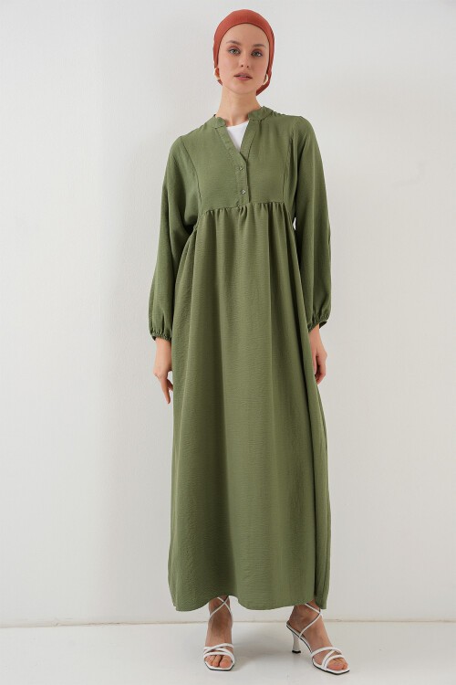 Merterium Kadın Uzun Tesettür Elbise 2525 - Haki