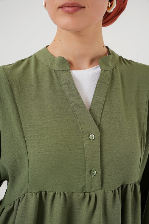 Merterium Kadın Uzun Tesettür Elbise 2525 - Haki