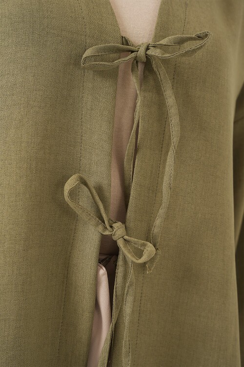 Merterium Keten Tesettür Kimono 5968 - Çağla