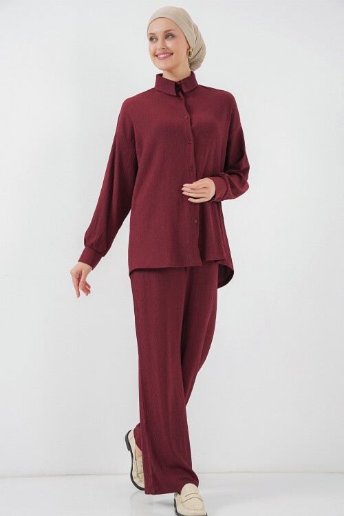 Merterium T5858 Örme Tesettür İkili Takım - Mürdüm
