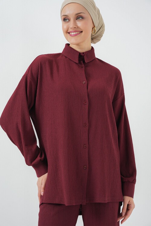 Merterium T5858 Örme Tesettür İkili Takım - Mürdüm