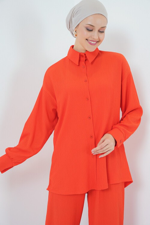 Merterium T5858 Örme Tesettür İkili Takım - Turuncu