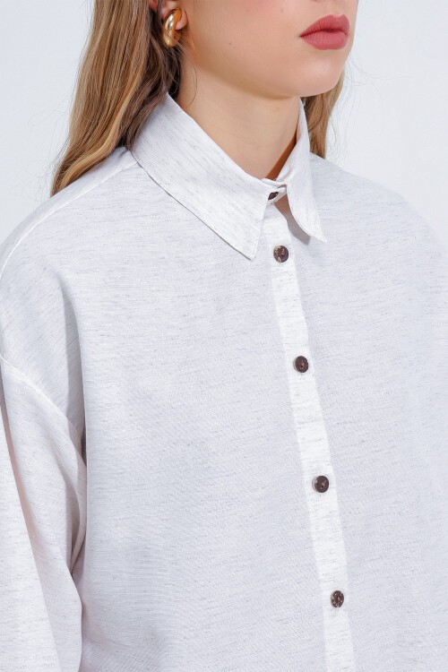 Merterium T6624 Bol Paça Keten Alt Üst Takım - Krem