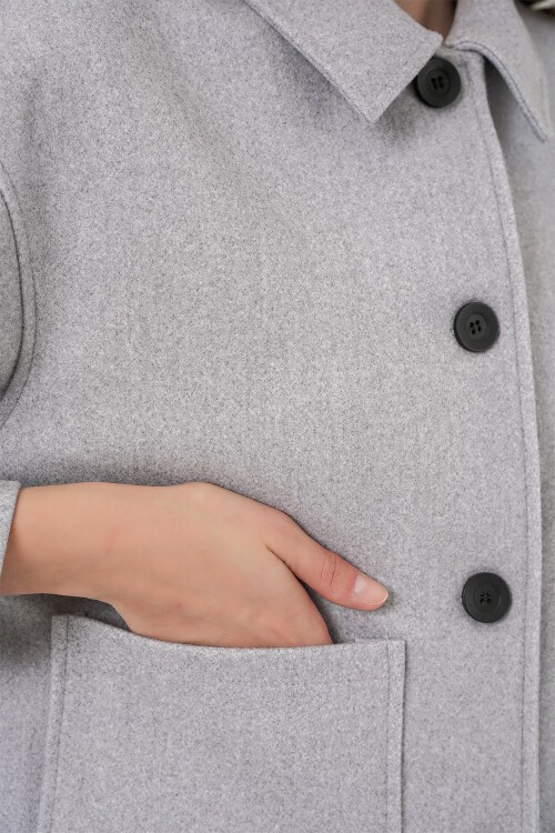 0713 Kadın Kaşe Ceket - A.Gri