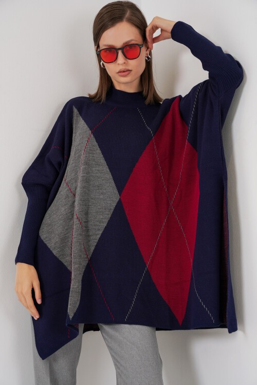 15783 Yırtmaçlı Panço Kazak - A.Lacivert