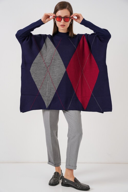 15783 Yırtmaçlı Panço Kazak - A.Lacivert