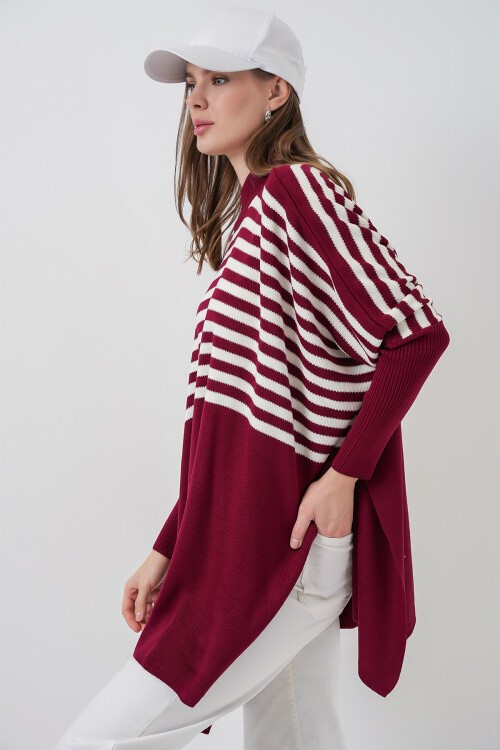 15783 Yırtmaçlı Panço Kazak - H. Bordo