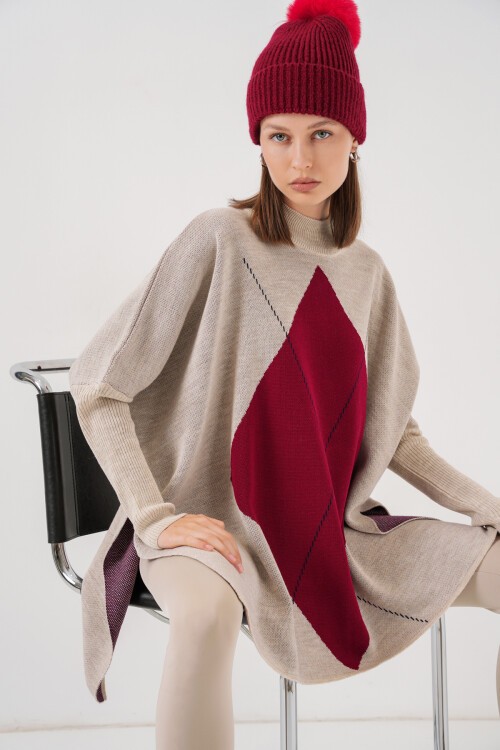 15783 Yırtmaçlı Panço Kazak - M. Krem