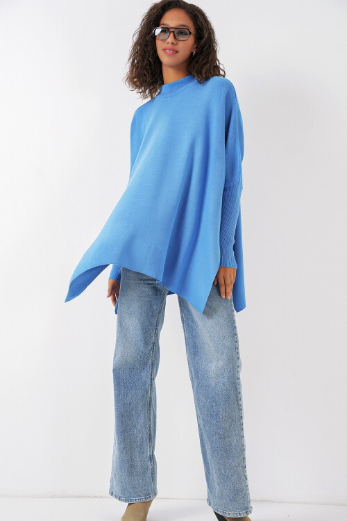 15783 Yırtmaçlı Panço Kazak - Saks