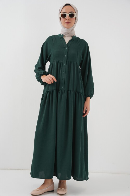 2527 Kadın Uzun Tesettür Elbise - A. Zümrüt Yeşili