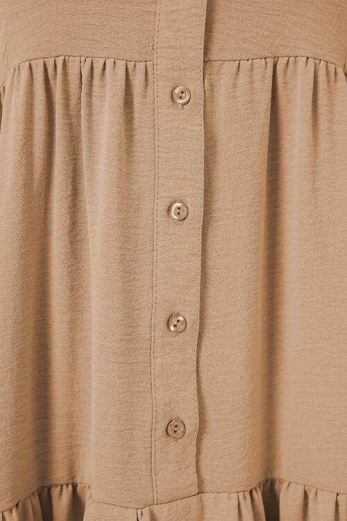 2527 Kadın Uzun Tesettür Elbise - Bisküvi