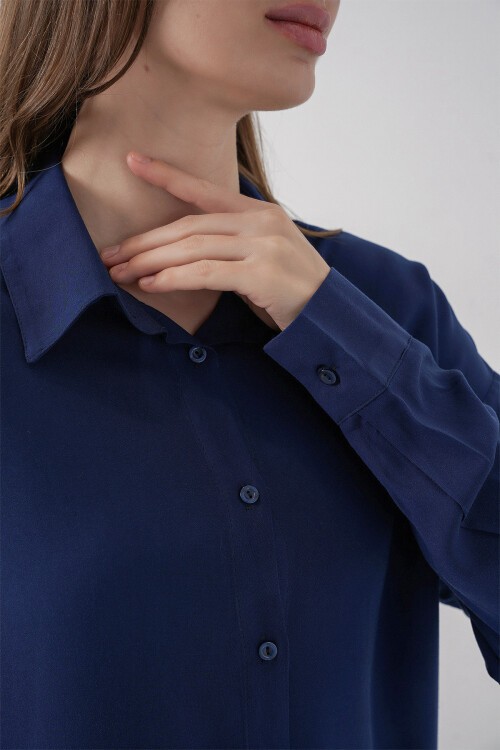 3785 Viskon Gömlek - Lacivert