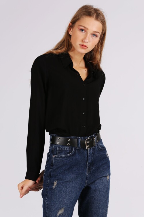 3785 Viskon Gömlek - Siyah