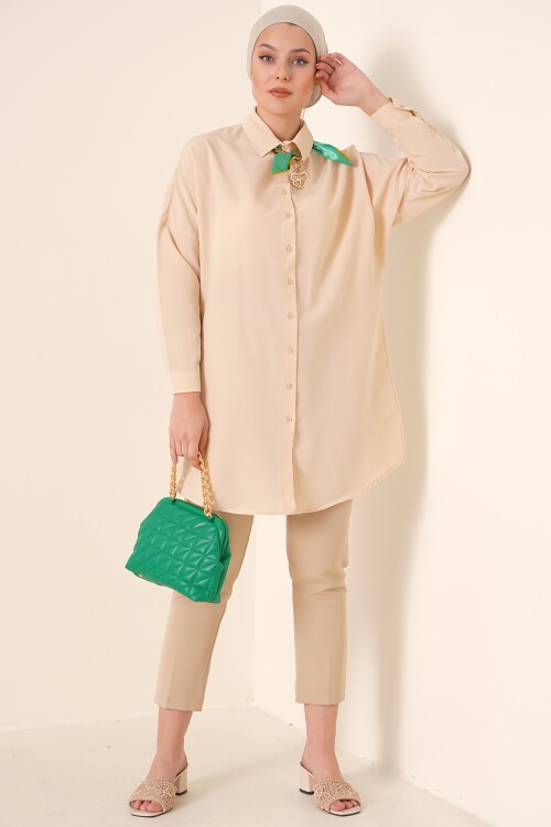 5845 Tesettür Tunik - Bej