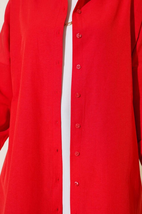 5845 Tesettür Tunik - Kırmızı