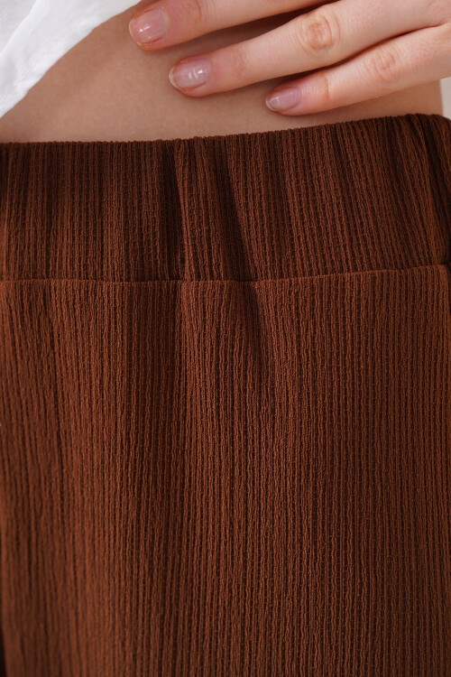 6543 Örme Pantolon - Kahverengi