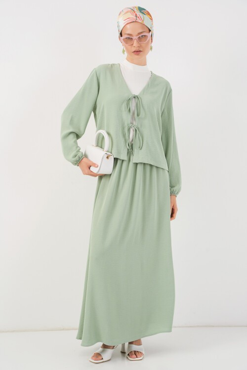 Kadın Ayrobin Kimono Etek İkili Takım 8047 - Mint