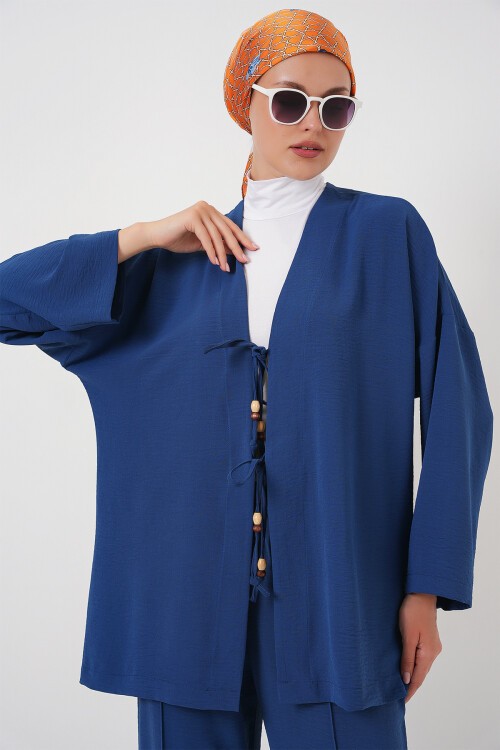 Kadın Ayrobin Kimono Pantolon İkili Takım 6739 - İndigo
