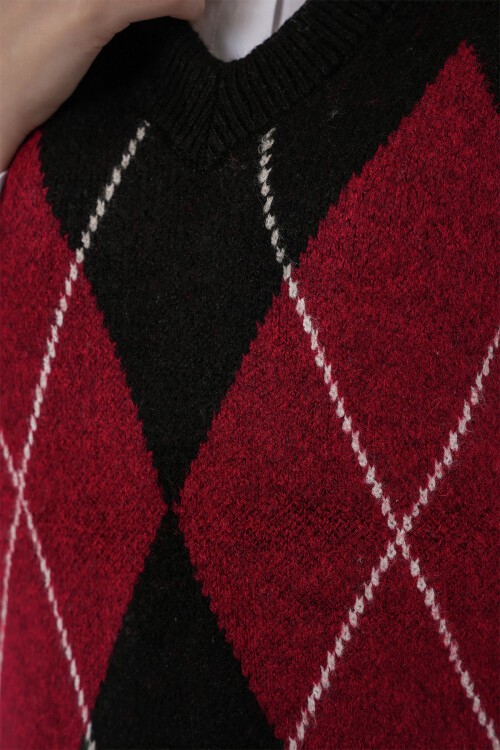 Kadın Baklava Desenli Süveter 15940 - Y.Siyah