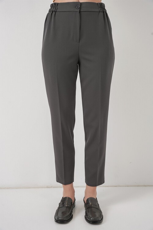 Kadın Beli Lastikli Kumaş Pantolon 30058 - Antrasit