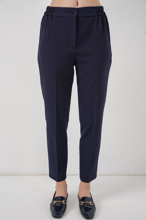 Kadın Beli Lastikli Kumaş Pantolon 30058 - Lacivert
