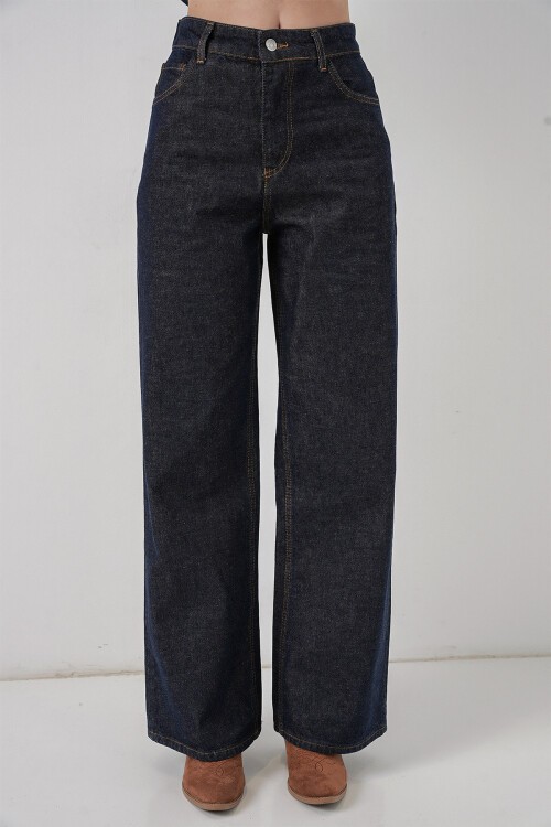 Kadın Ceket Pantolon Kot İkili Takım 30059 - Koyu Mavi