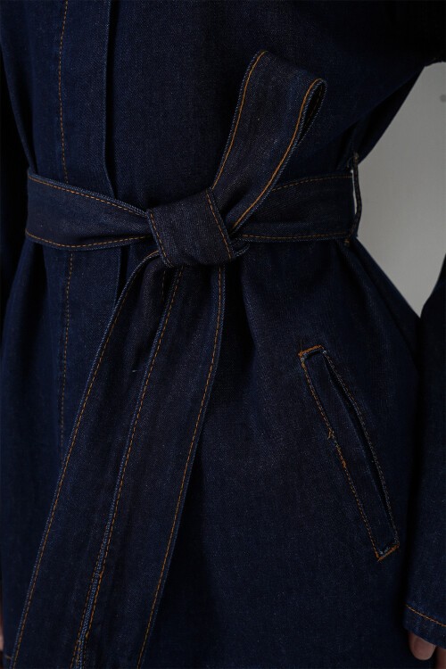 Kadın Ceket Pantolon Kot İkili Takım 30059 - Lacivert