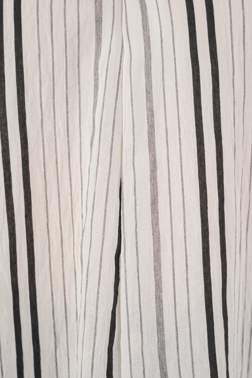 Kadın Çizgili Oversize Bluz 967 - Taş