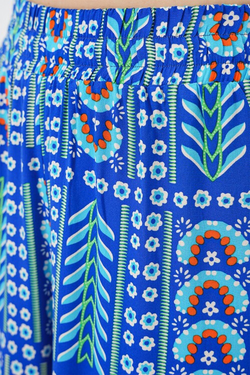 Kadın Desenli Viskon Pantolon 6749 - Saks
