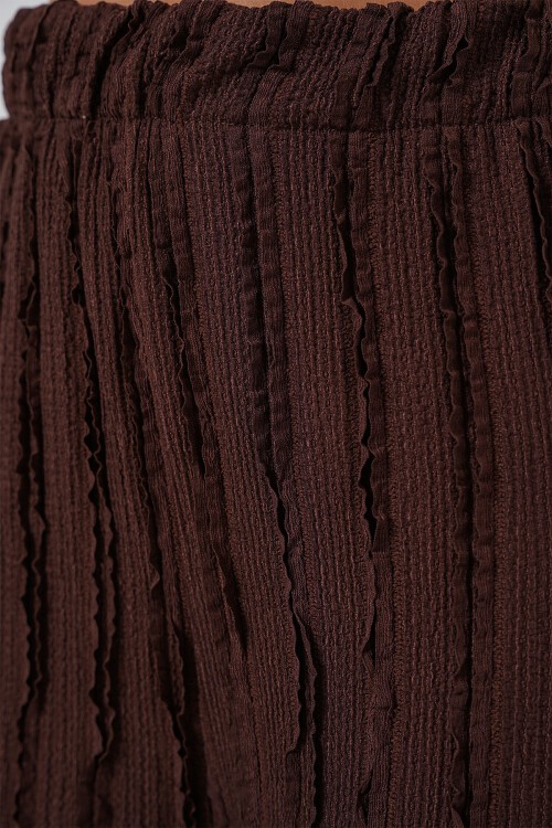 Kadın Dokulu Esnek Örme Pantolon 30057 - Kahverengi