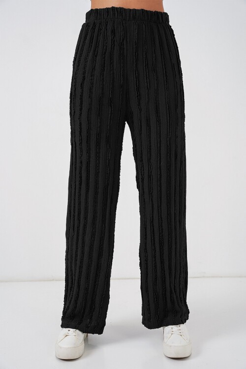 Kadın Dokulu Esnek Örme Pantolon 30057 - Siyah