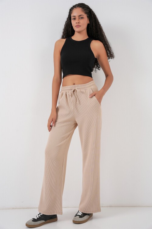 Kadın Fitilli Pantolon 30053 - Bej