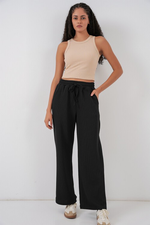 Kadın Fitilli Pantolon 30053 - Siyah