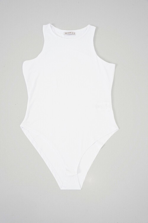 Kadın Halter Yaka Çıtçıtlı Body 972 - Beyaz