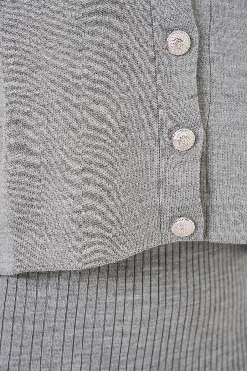 Kadın Hırka Elbise Triko İkili Takım 15960 - Gri