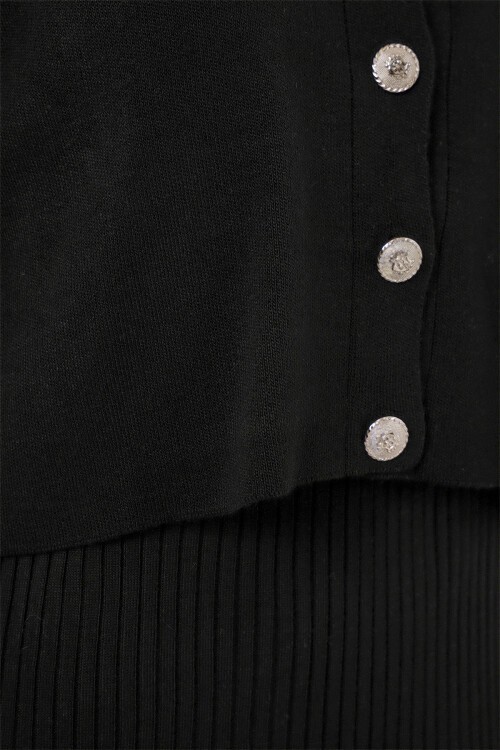 Kadın Hırka Elbise Triko İkili Takım 15960 - Siyah